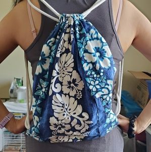 Blue Hawaiian print drawstring backpack by Calada